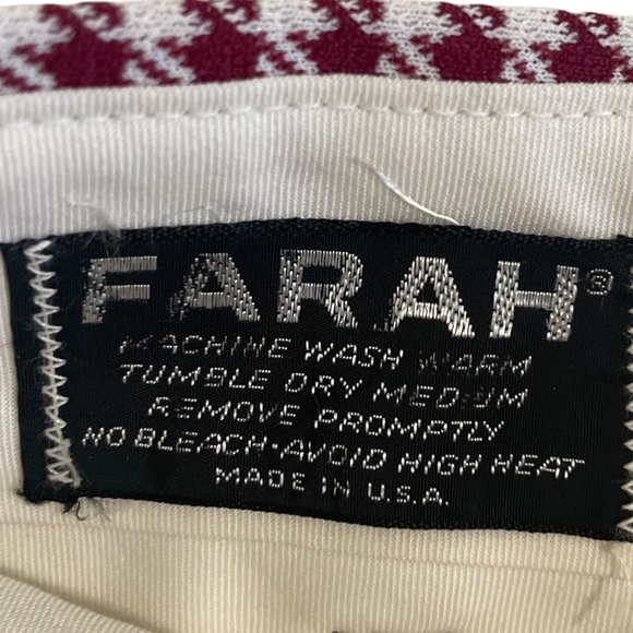 New Vintage Farah Houndstooth Print Red and White Plaid Pants 32/30 - Picture 6 of 9